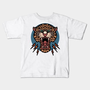 angry leopard tattoo Kids T-Shirt